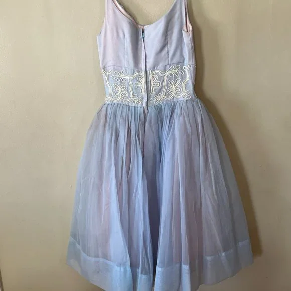 1960s Chiffon and Tulle Handmade Party Dress - Picture 6 of 6